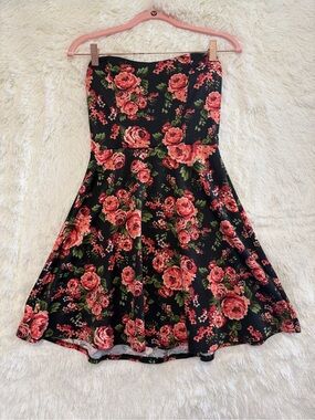 Eclipse Womens Forest Fairy Floral Strapless Midi Dress S Black Flowy Whimsigoth